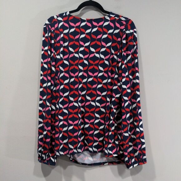 NWT Boden Womens Elodie Wrap Top Size 20/22 Navy Red Stretch Casual LS Viscose - Picture 7 of 12